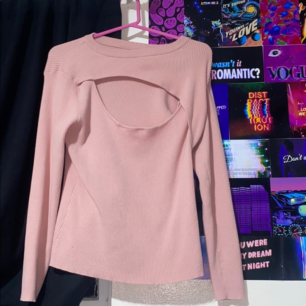Plus cut out front ribbed knit sweater
